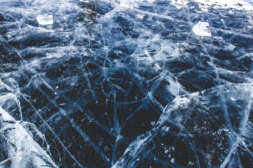 Frozen waters of Lake Baikal, Siberia. Shutterstock.