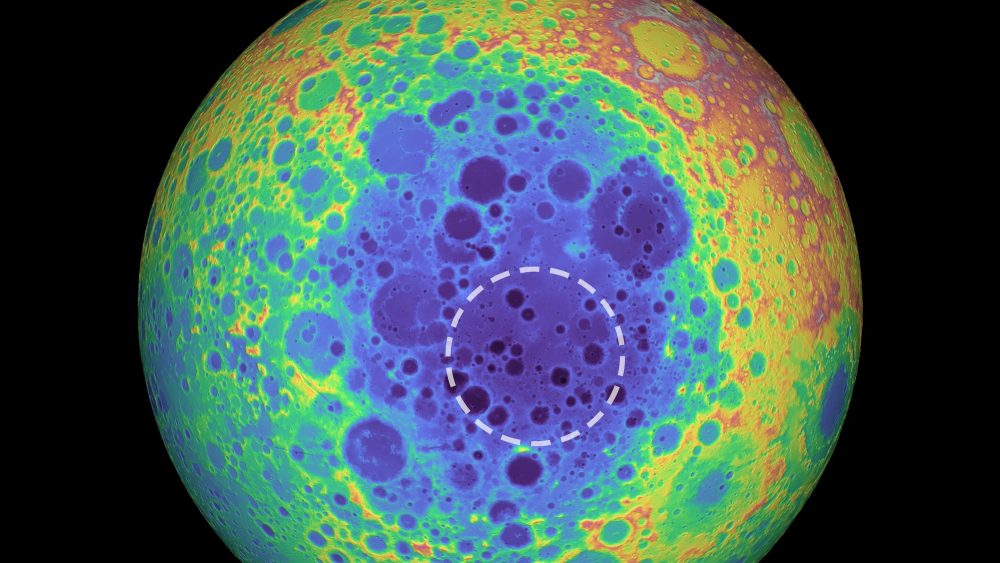 The location of the underground structure circled in the South Pole-Atiken basin. Image Credit: NASA/Goddard Space Flight Center/University of Arizona.