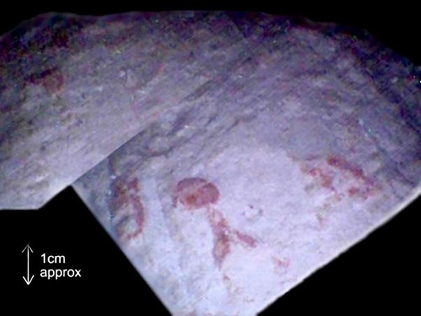 Marcas misteriosas encontradas dentro da Grande Pirâmide de Gizé.