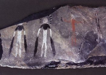 Paintings on the slab 1 from burial 2 mound 2. Image Credit: Vladimir Kubarev/IAET SB RAS, The Siberian Times.