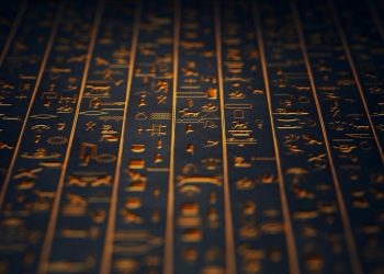 Golden Ancient Egyptian Hieroglyphs. Shutterstock.