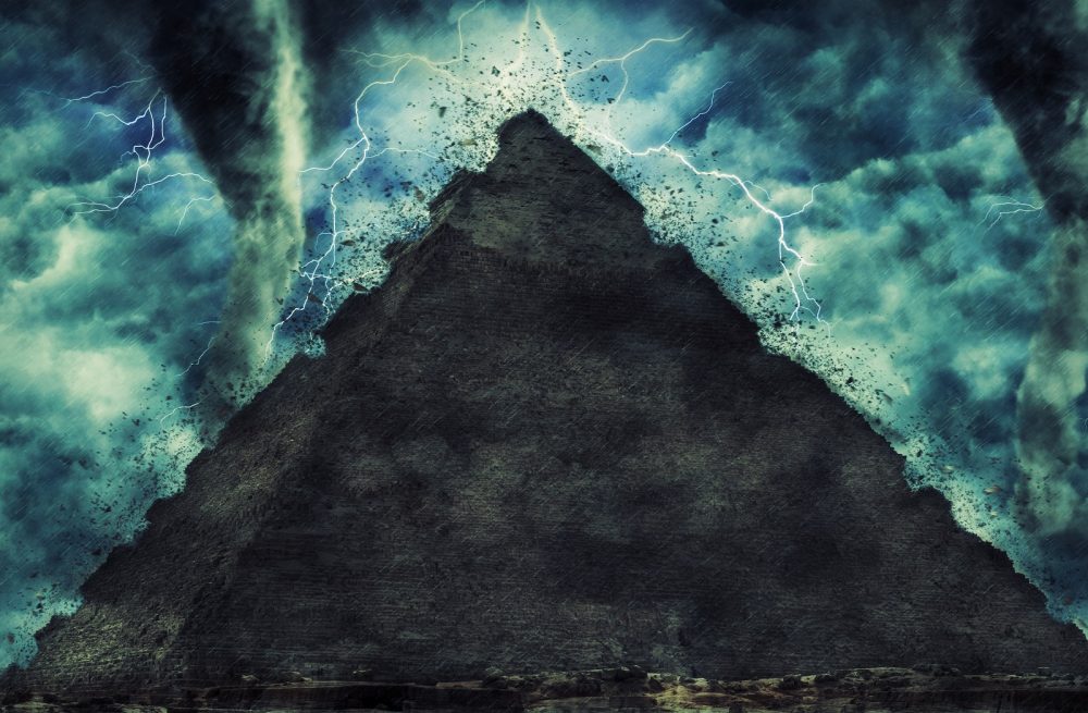 A pyramid and a storm, artists rendering. Shutterstock.