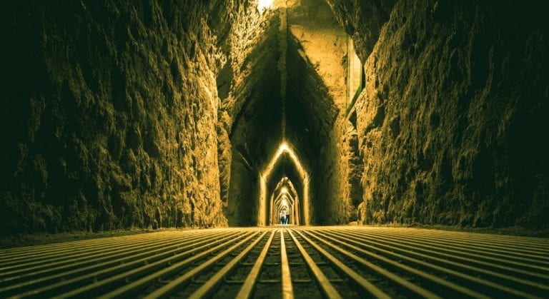 Inside the tunnels of the pyramid of Cholula. Shutterstock.