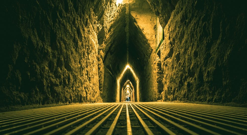 Inside the tunnels of the pyramid of Cholula. Shutterstock.