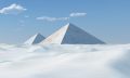 An artists illustration of white pyramids. Shutterstock.