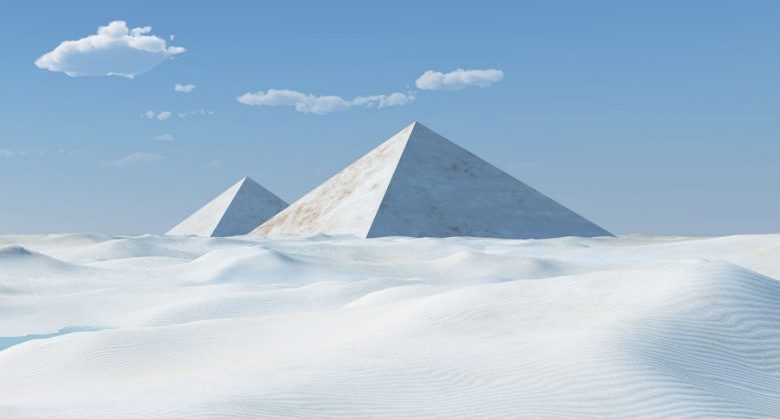 An artists illustration of white pyramids. Shutterstock.