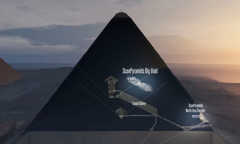 The location of the "Big Void" illustrated within the Great Pyramid of Giza. Image Credit: ScanPyramids mission.