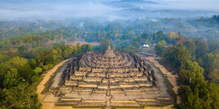 Aerial view of Borobudur. Shutterstock.