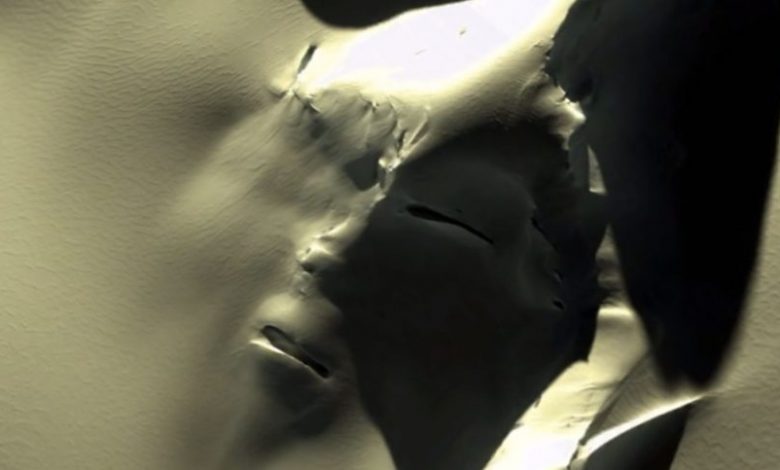 Screenshot of the alleged Face on Antarctica. Image Credit: Google Earth.