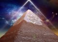 Pyramid and a cosmic background. Shutterstock.