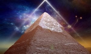 Pyramid and a cosmic background. Shutterstock.