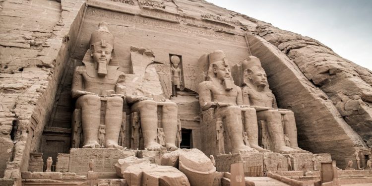 The exterior of the Great Temple at Abu Simbel. Shutterstock.