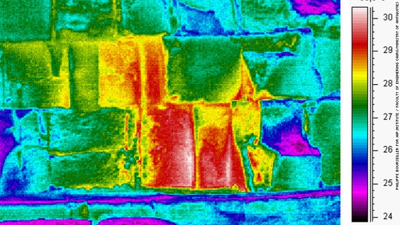Seen here is the thermal anomaly inside the Great Pyramid of Giza. Image Credit: HIP Institute / Philippe Bourseuller.