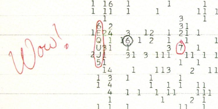 An image of the Wow! Signal. Image Credit: Public Domain.