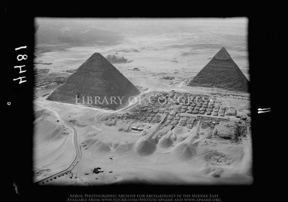 Library of Congress - Matson Photograph. Aerial view of the Pyramid of Khufu and Khafre taken in 1932. Image Credit: Flickr.