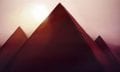 Artists rendering of pyramids and the sun. Shutterstock.