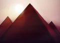 Artists rendering of pyramids and the sun. Shutterstock.