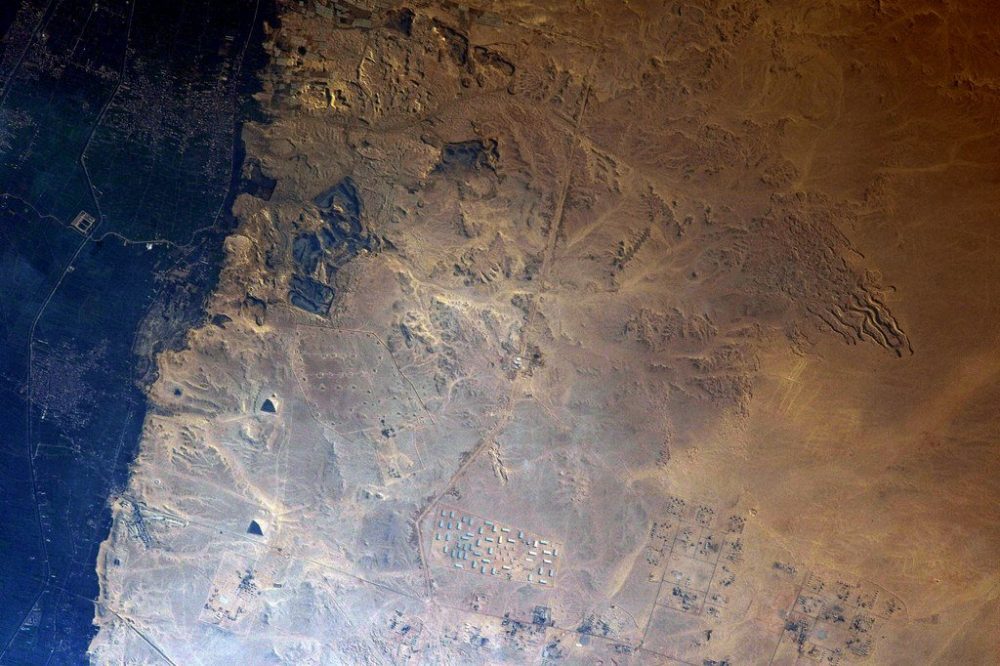 A view of the Pyramids at Dahshur from space. Image credit: Thomas Pesquet, ESA.