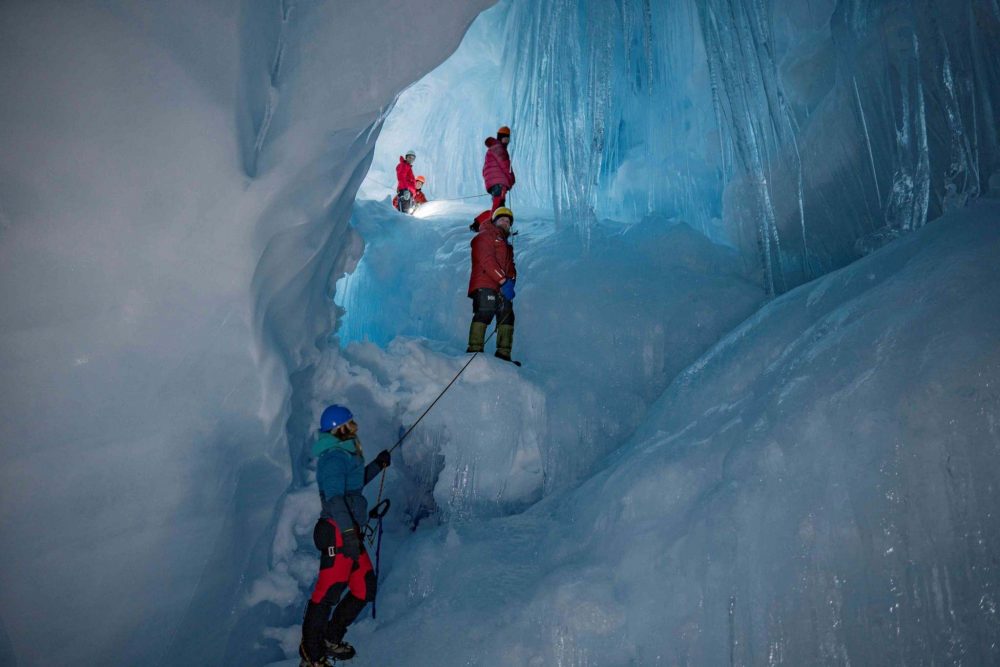 Ukrainian researchers exploring the cave. Image Credit: Press Service of the Ministry of Education and Science of Ukraine.