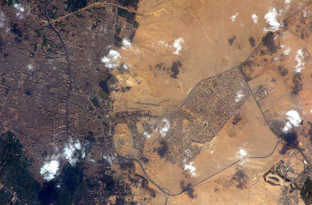 Another amazing image of the pyramids of Giza as seen from Space. Image Credit: ESA/Samantha Cristoforetti.