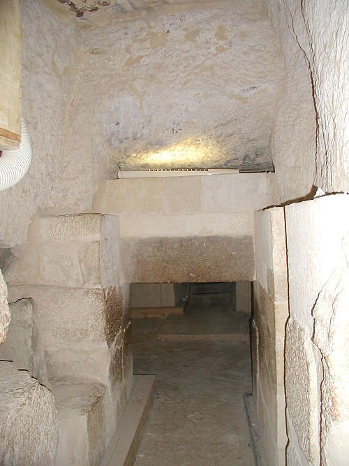 The Portcullis room inside Menkaure's Pyramid. Image Credit: Jon Bodsworth. Egypt Archive.