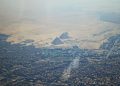 What the Pyramid Complex at Giza looks like from a distance, from above. Shutterstock.