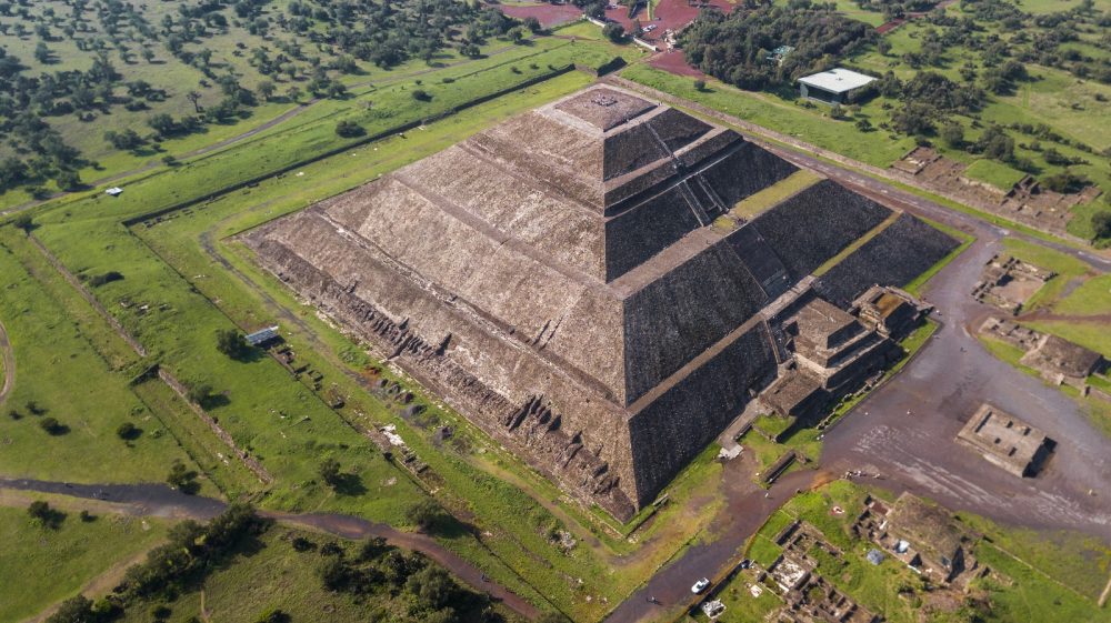 Aerial view of Teotihuacan's most massive pyramid. Shutterstock.