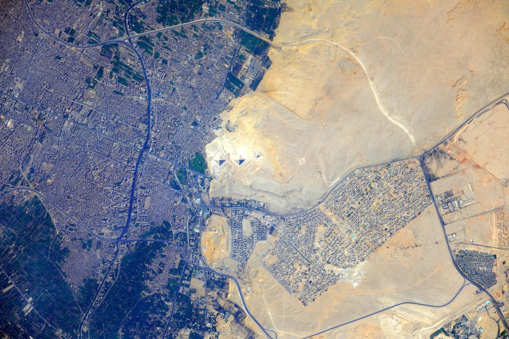 Stunning view of the Pyramids at Giza as seen from the International Space Station. Image Credit: NASA / Flickr.