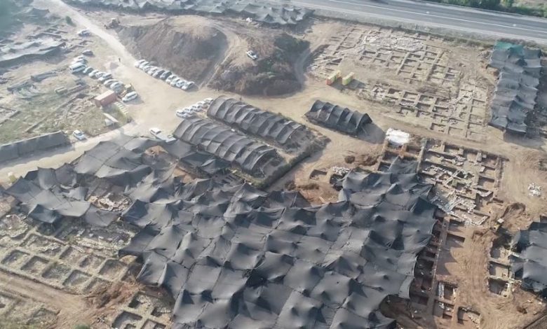 Aerial view of the massive, ancient city in Israel. Image Credit: IAA.