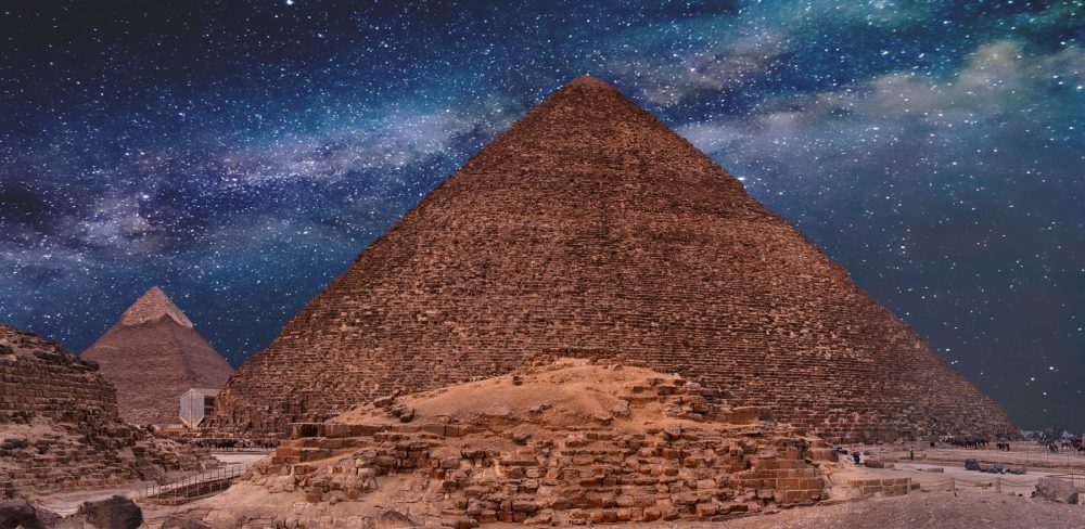 Ancient Pyramids under the night sky. Shutterstock.