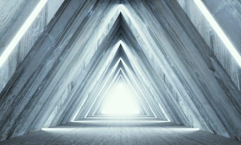An artists illustration of pyramid-shaped light. Shutterstock.
