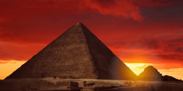 The Great Pyramid of Giza at Sunset. Shutterstock.