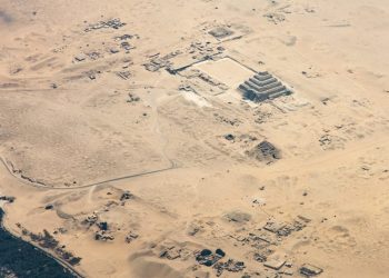 Aerial view of the Step Pyramid of Djoser at Saqqara. Shutterstock.
