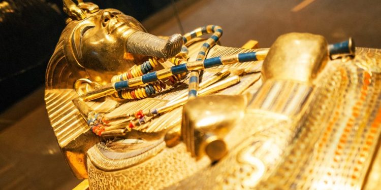 The Golden mask of an ancient Egyptian Pharaoh. Shutterstock