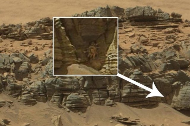 Is that an alien on Mars? One of the many images alien hunters say shows clear evidence of life on Mars. Image Credit: NASA.