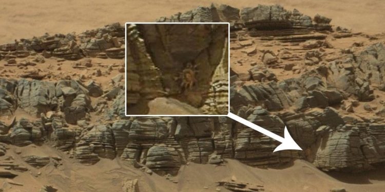 Is that an alien on Mars? One of the many images alien hunters say shows clear evidence of life on Mars. Image Credit: NASA.