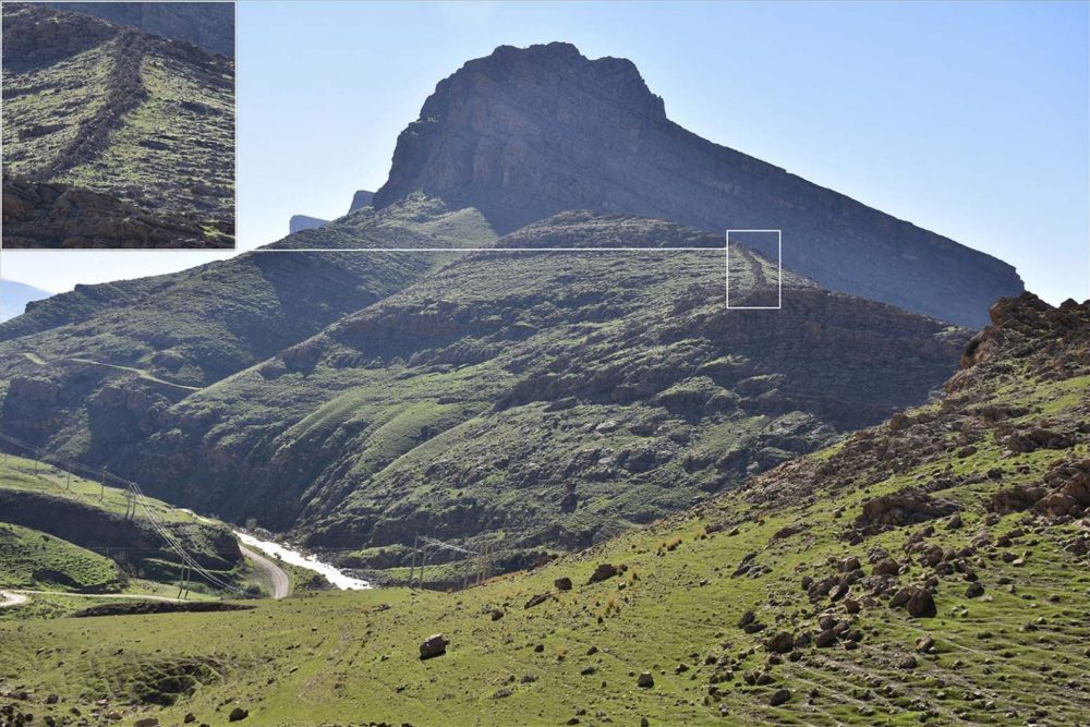 Location of the ancient wall in Salmaneh Mount, south-east of Bamu mount. Image Credit: S. Alibaigi / Antiquity Publications Ltd, 2019.
