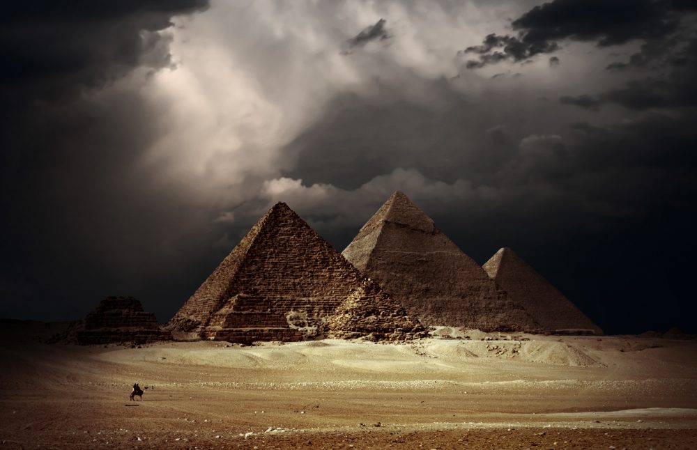 An image showing the Giza pyramid complex. Shutterstock.