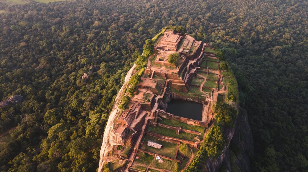 Aerial view of the rock fortress of Sigiriya. Shutterstock.