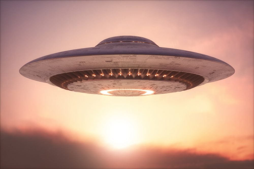 An artists illustration of a flying saucer / UFO. Shutterstock.