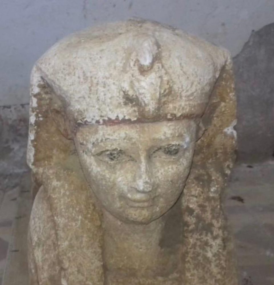 A view of the face of the recently discovered Sphinx. Image Credit: Egyptian Ministry of Antiquities.