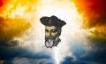 An artists illustration of Nostradamus with clouds in the background. Shutterstock.