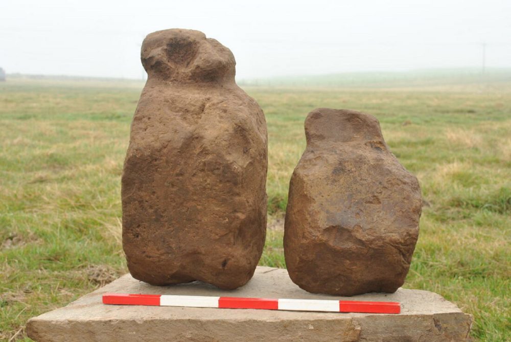 Two of the figurines before cleaning, Finstown, Orkney. Photo ORCA Archaeology