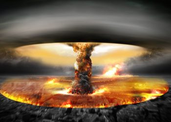 An artists rendering of a nuclear blast. Shutterstock.