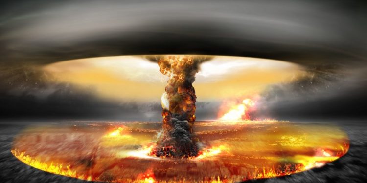 An artists rendering of a nuclear blast. Shutterstock.