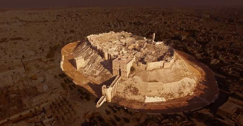 Aerial view of the Citadel of the ancient city of Aleppo. Image Credit: Reddit.