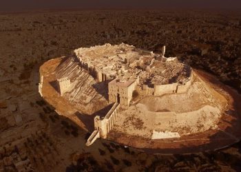 Aerial view of the Citadel of the ancient city of Aleppo. Image Credit: Reddit.