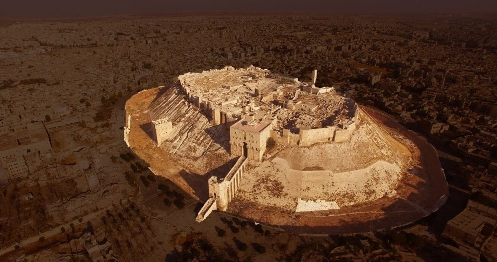 Aerial view of the Citadel of the ancient city of Aleppo. Image Credit: Reddit.