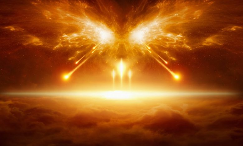 An artists rendering of a cosmic fire. Shutterstock.