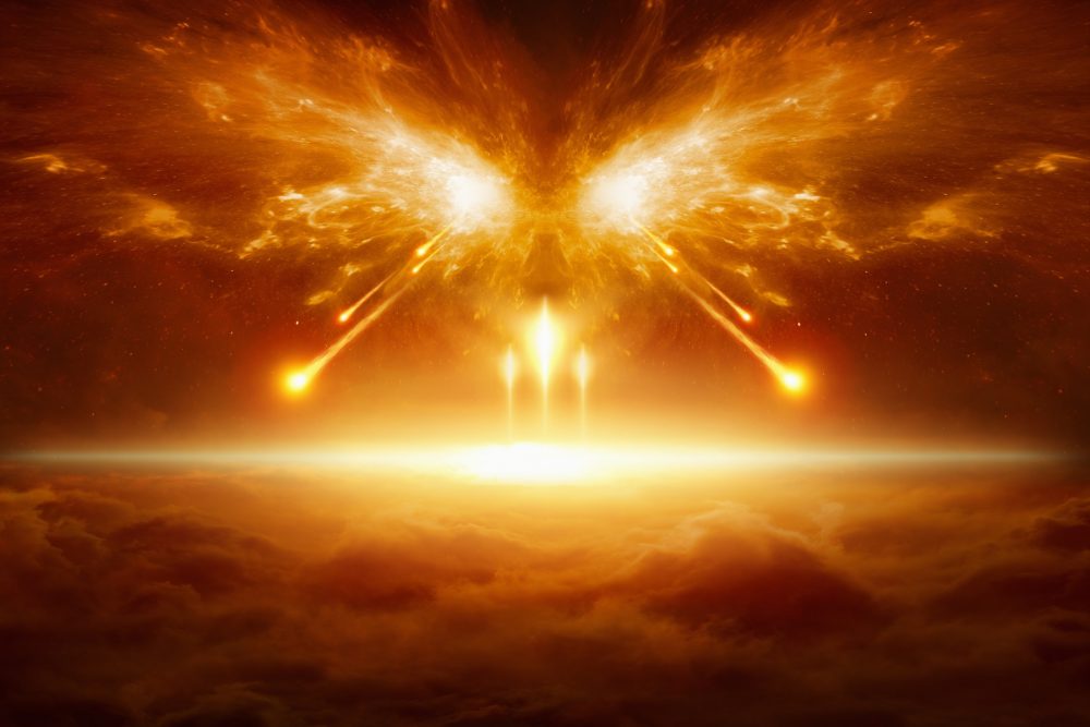 An artists rendering of a cosmic fire. Shutterstock.